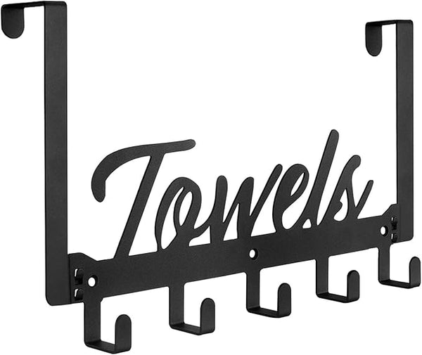 Azmoncy Over-Door Hooks – 5 Heavy-Duty Hooks, Black